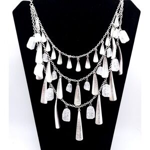 Premier Designs Multi‎ Strand Necklace Silver White Sea Glass 28in